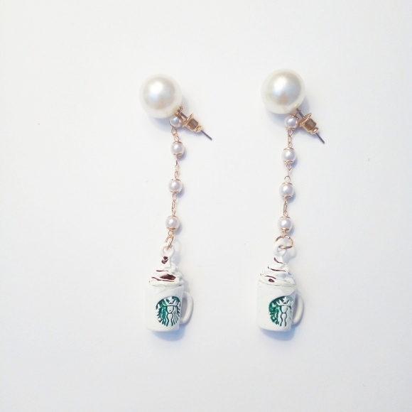 Jewelry - Starbucks Coffee with Baby Pearls Earrings